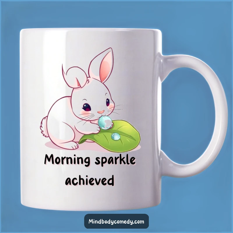 Funny Rabbit Dewdrop Mug: Delicate Humor for Nature Lovers!