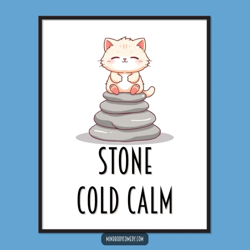 Funny Cat Zen Digital Art - Instant Peaceful Download Gift