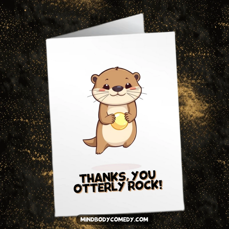 Funny Free Printable Thank You Card: Otter with a glowing orb, a unique way to say thanks