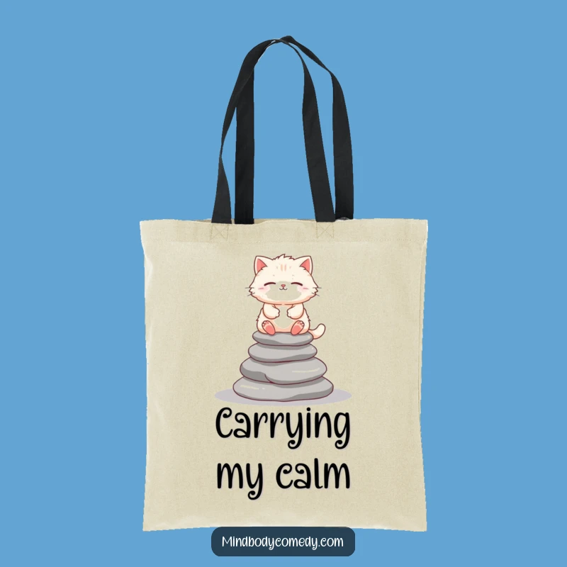 Funny Cat Zen Tote Bag - Spacious & Peaceful Kitty Carryall Gift